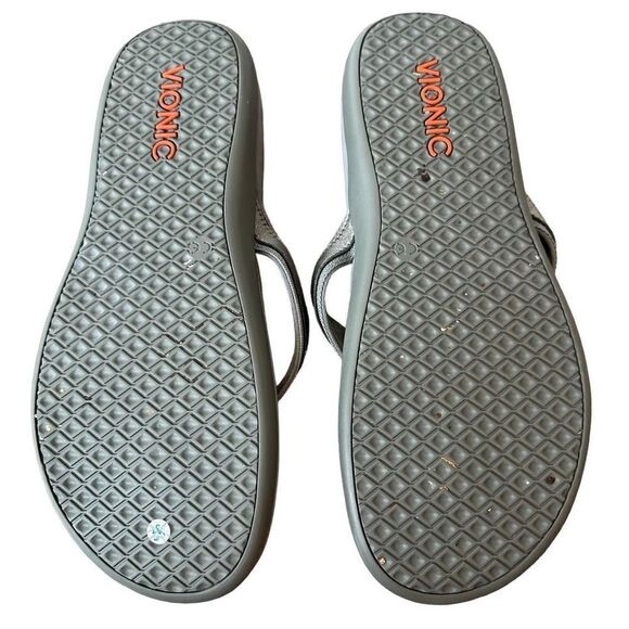 Vionic Tide II Toe Post Orthaheel Sandal Pewter Silver - Picture 8 of 9